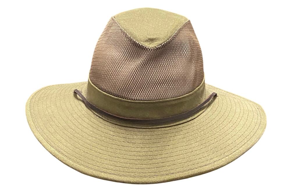 DPC Dorfman Pacific Safari Outback Hat Olive Mesh Wide Brim Chin Strap M
